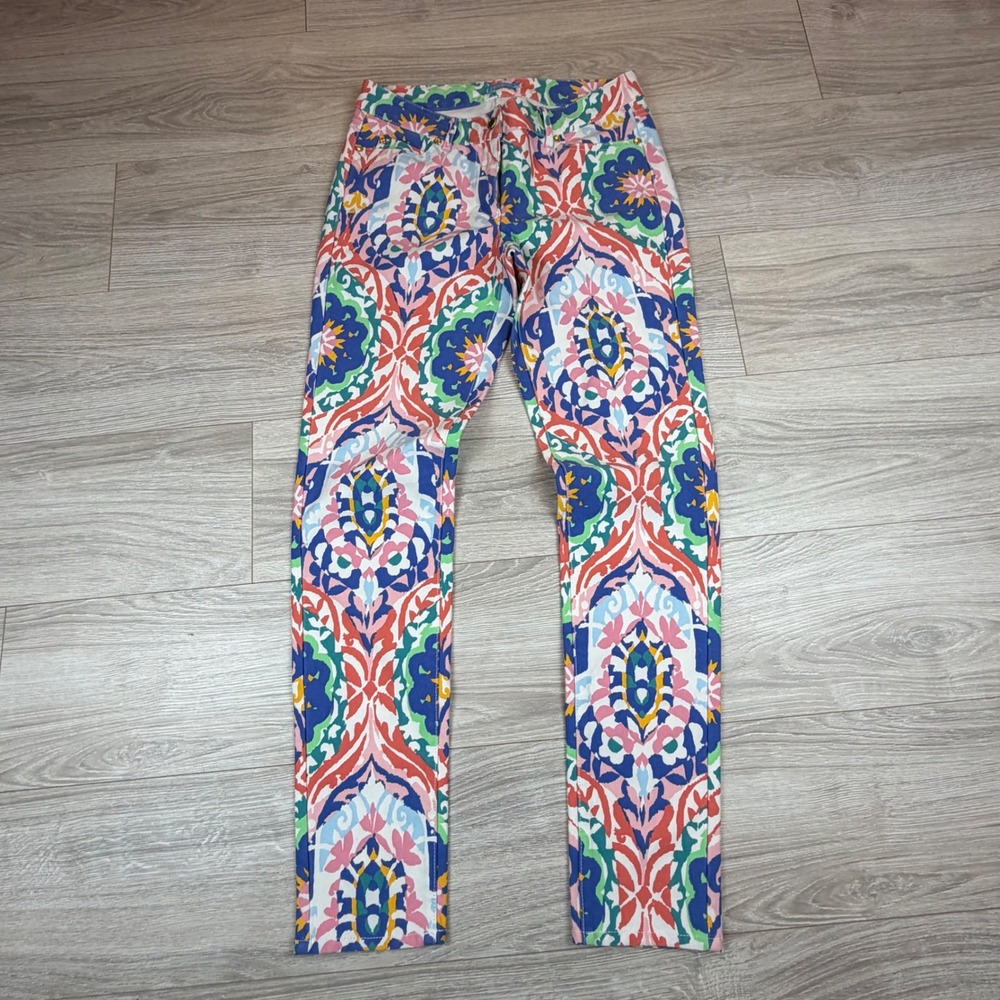 J McLaughlin Lexi Skinny Jeans‎ Midi Oahu Women's 6 Colorful Medallion Stretch